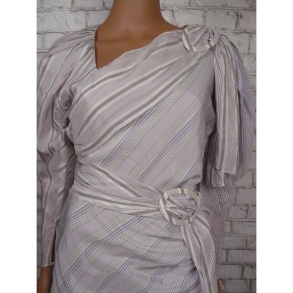 $2,270 Carmen March Cupro Stripes Belted Ruched Sheath Dress 38 IT sz 4 US M491 - Picture 5 of 12